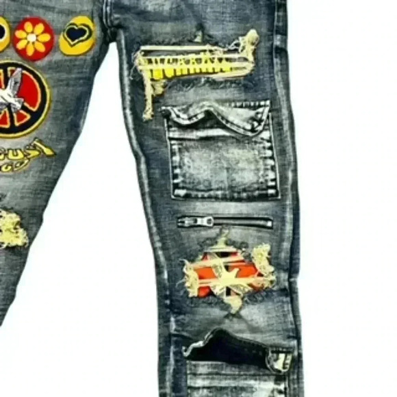 Sugarhill Woodstock Denim Wheat Wash Stretch Taper Distressed Jeans Men's sz 30 - Picture 5 of 12